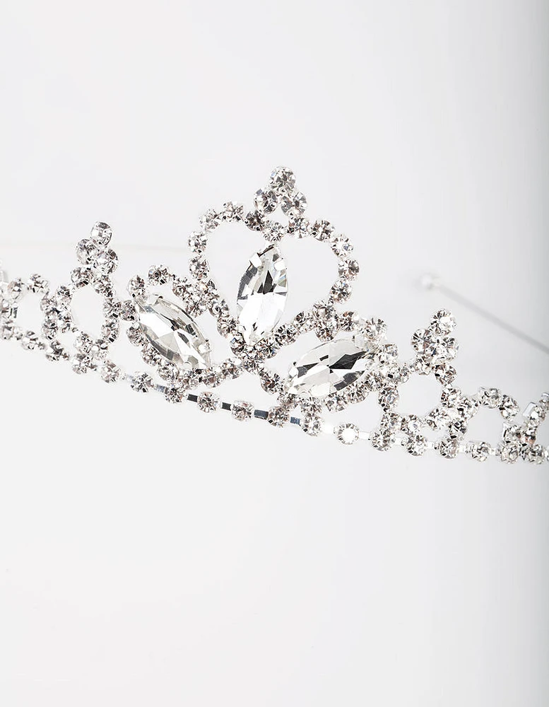 Kids Silver Diamante Tiara Headband