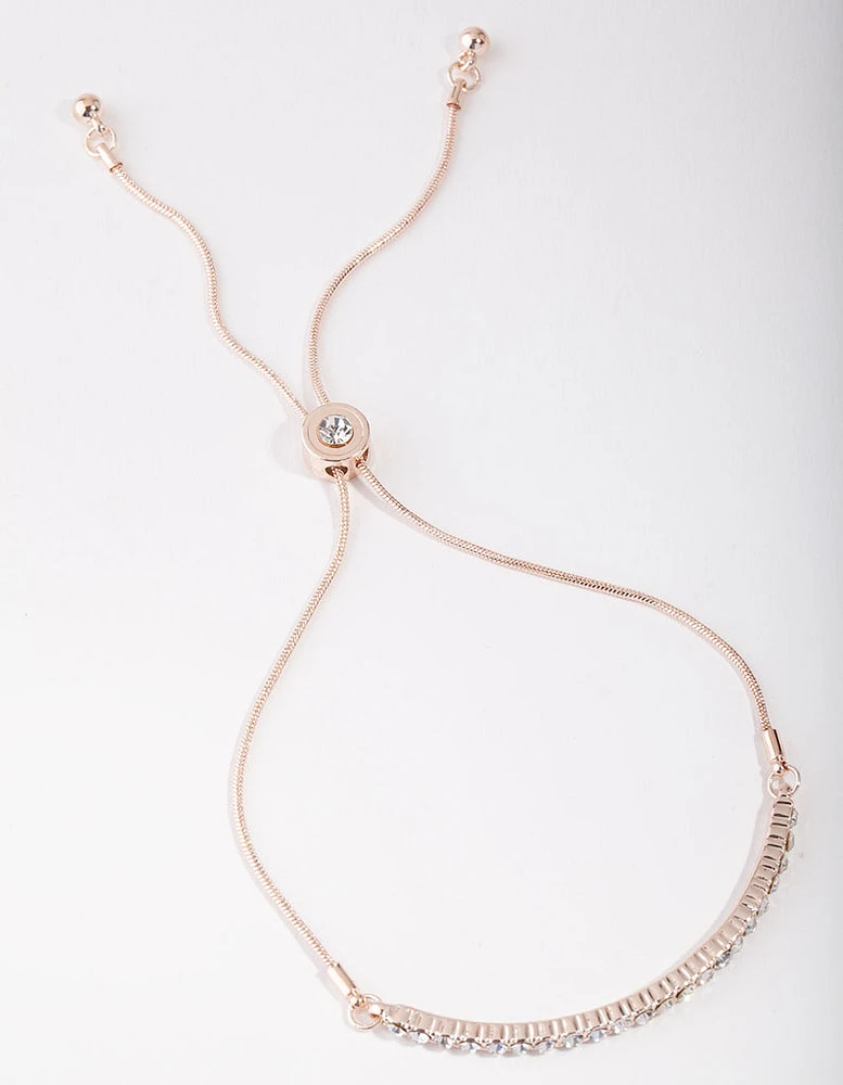 Rose Gold Hard Diamante Toggle Bracelet