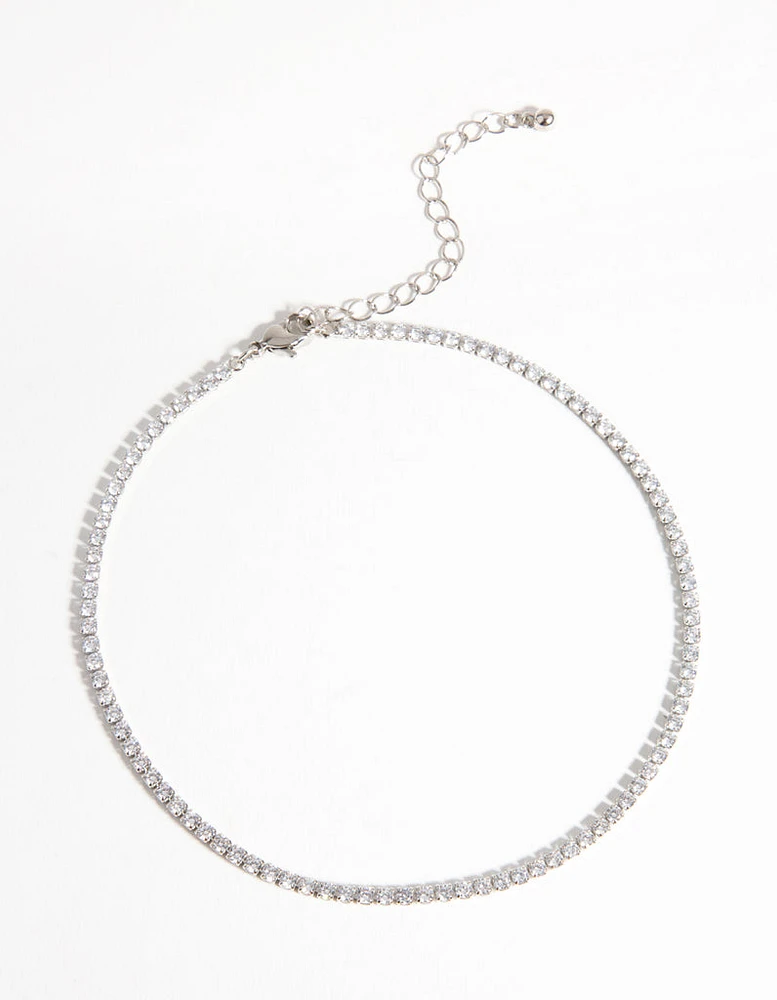 Silver Cubic Zirconia Cupchain Choker