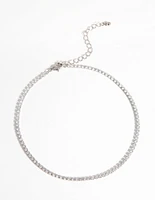 Silver Cubic Zirconia Cupchain Choker