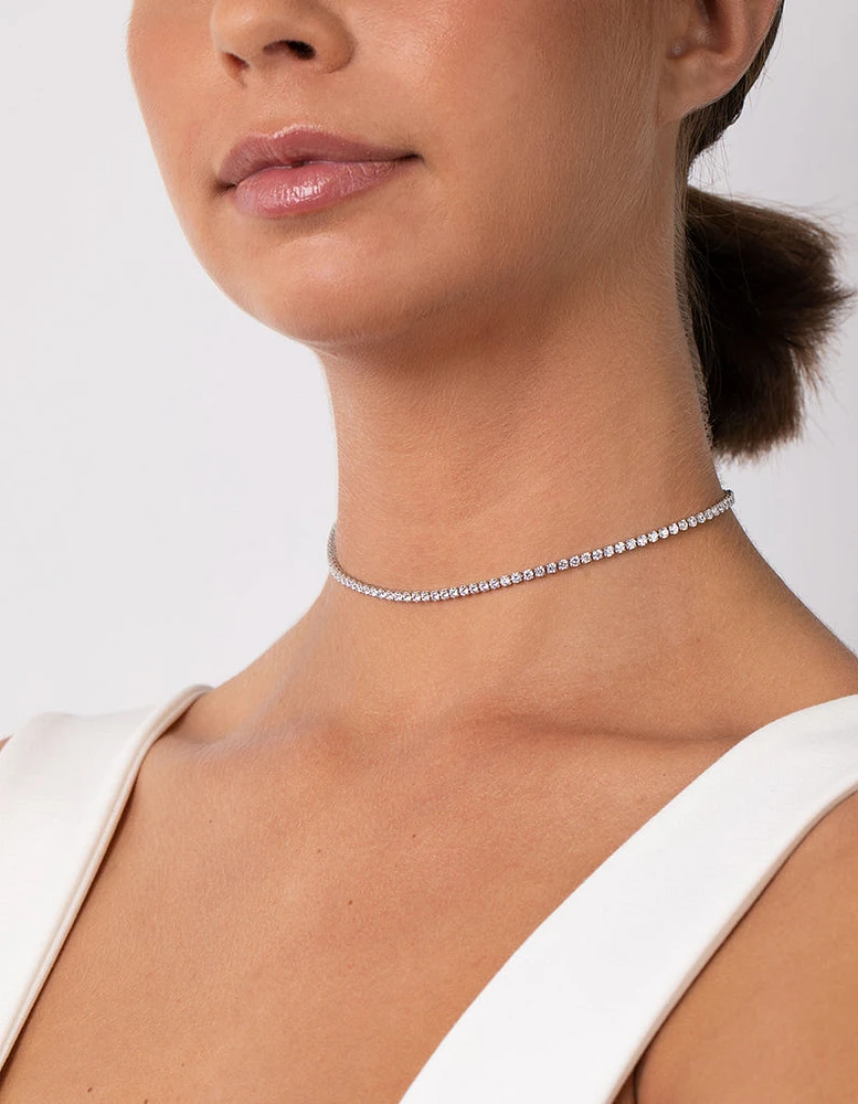 Silver Cubic Zirconia Cupchain Choker