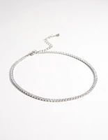 Silver Cubic Zirconia Cupchain Choker