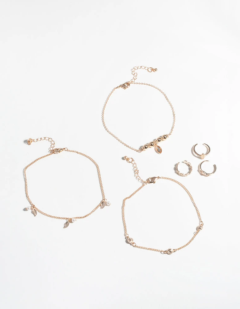 Rose Gold Dainty Toe & Anklet Set