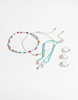 Silver Rainbow Toe & Anklet Set