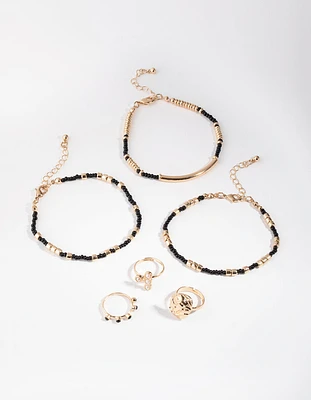 Gold Two Tone Ring & Bracelet Pack