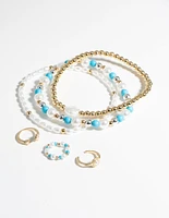 Pearl & Turquoise Ring & Bracelet Set