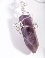 Silver Coil Wrap Purple Stone Earrings