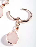 Rose Gold Mini Stone Drop Huggie Earrings