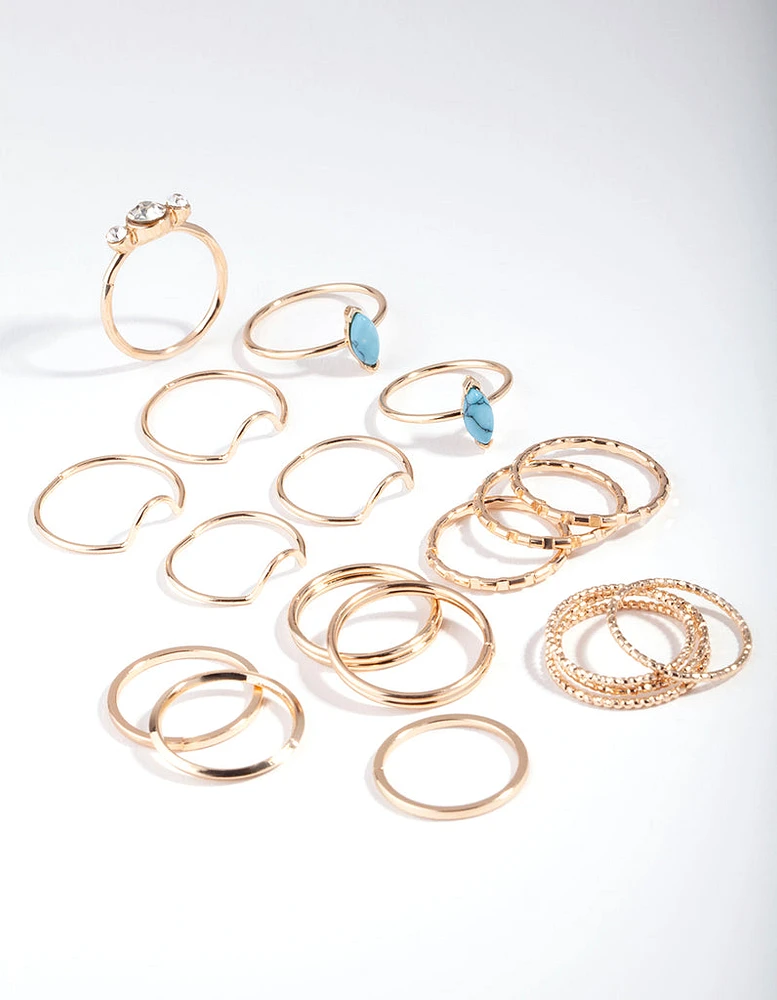 Gold Turquoise Festival Ring 20 Pack