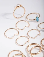 Gold Turquoise Festival Ring 20 Pack