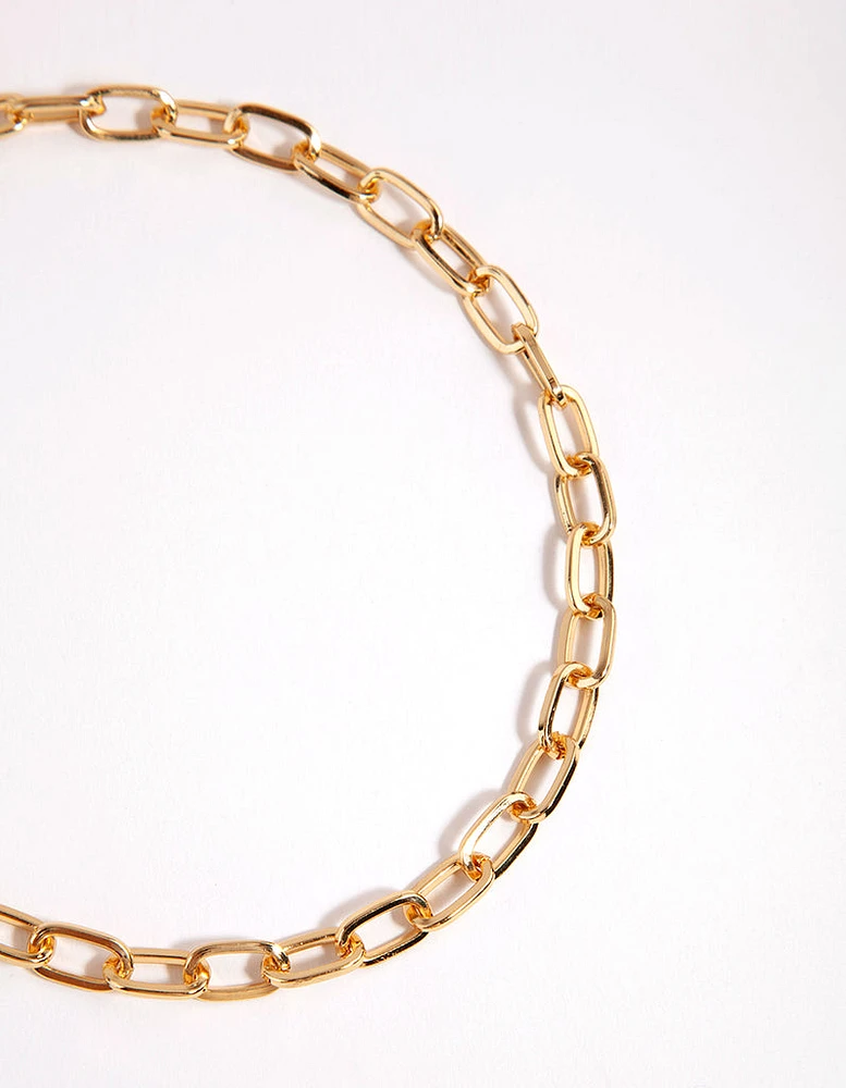 Gold Small Rectangle Link Choker