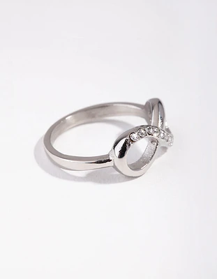 Surgical Steel Rhodium Diamante Infinity Ring