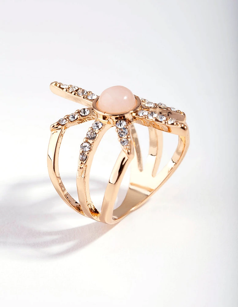 Gold Diamante Sun Burst Ring