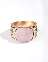 Antique Gold Pink Boho Ring