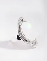 Silver Moonstone Shield Ring