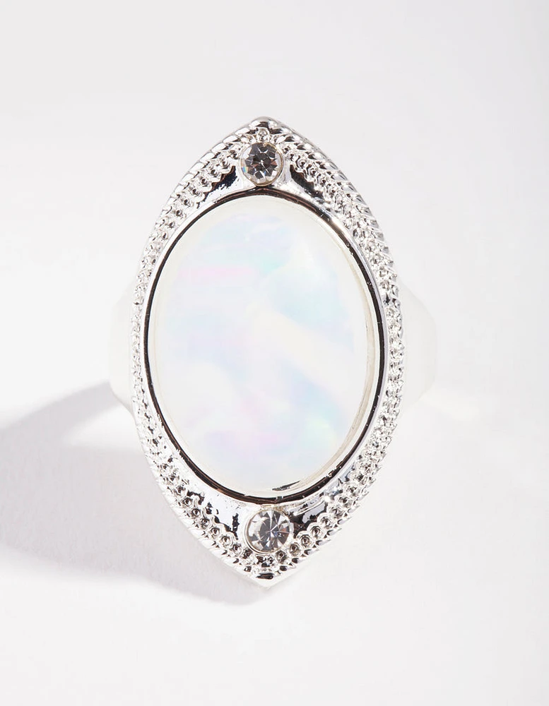 Silver Moonstone Shield Ring