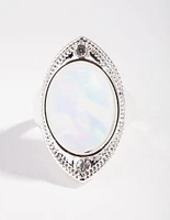 Silver Moonstone Shield Ring