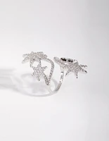 Silver Cubic Zirconia Spiral Stars Ring