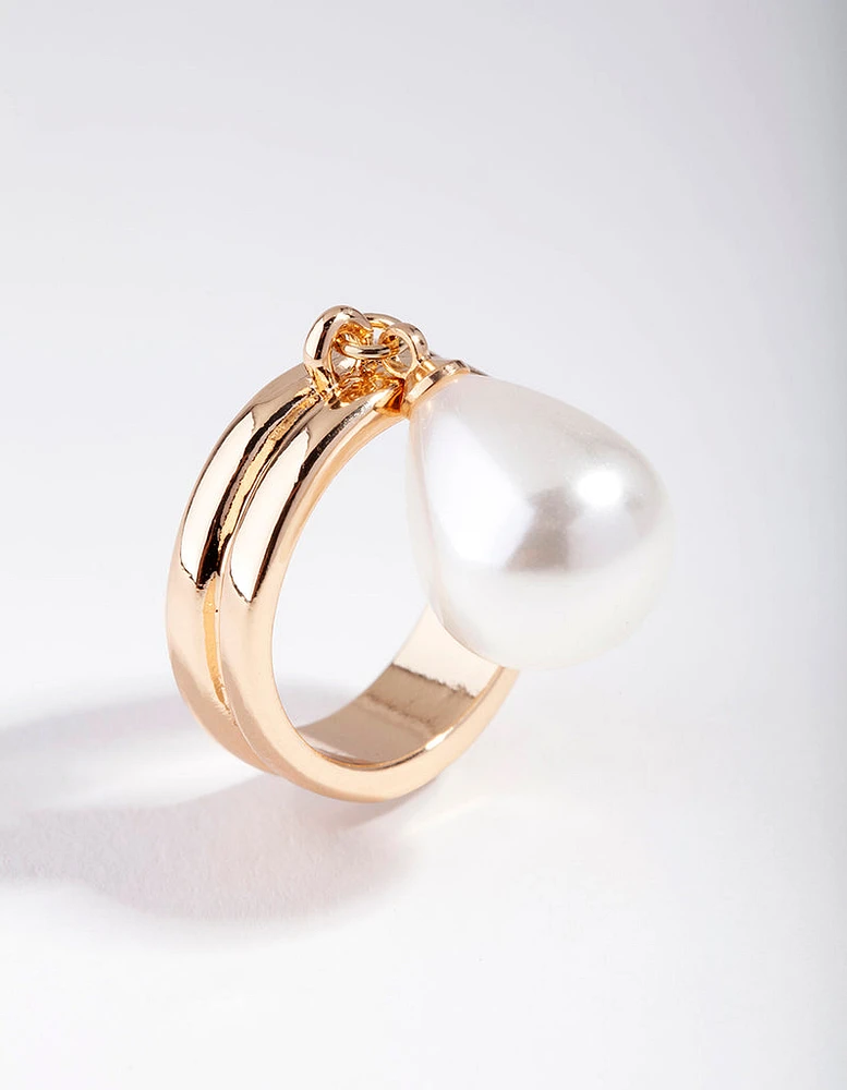 Gold Pearly Charm Ring