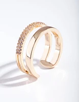 Gold Cubic Zirconia Parallel Bands Ring