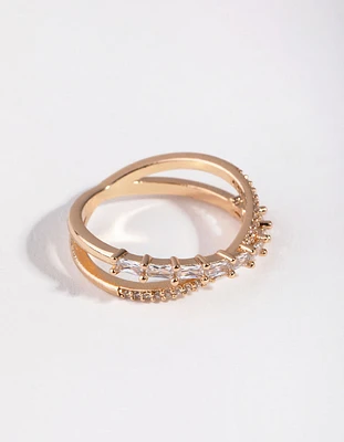 Gold Cubic Zirconia Orbit Band Ring