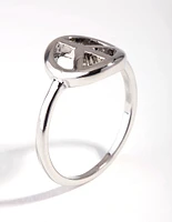 Silver Peace Sign Ring