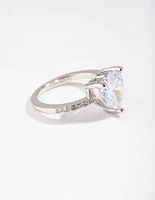 Silver Cubic Zirconia Heart Engagement Ring