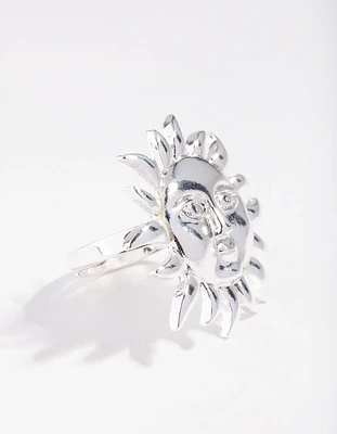 Silver Sun Face Ring