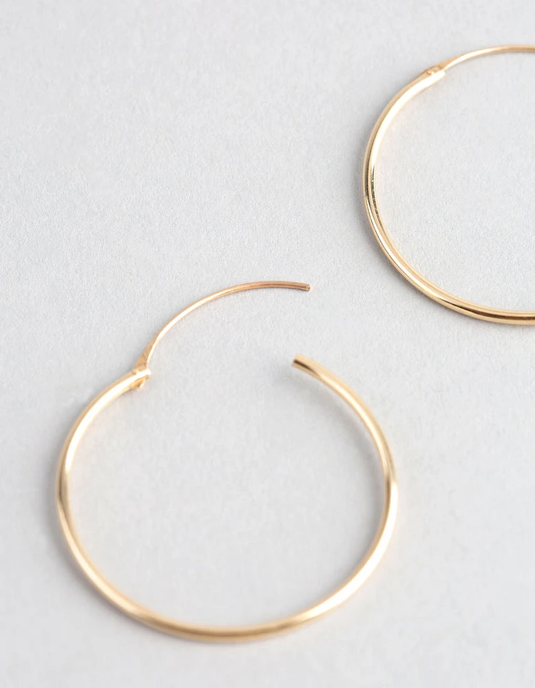 9ct Gold 25mm Fine Hoop Earrings