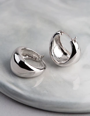 Sterling Silver Small Chubby Hoop Earrings