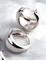 Sterling Silver Small Chubby Hoop Earrings