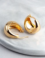 Gold Plated Sterling Silver Small Chubby Hoop Earrings