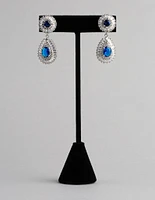 Silver Cubic Zirconia Crown Jewel Drop Earrings