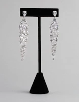 Silver Cubic Zirconia Statement Flower Drop Earrings