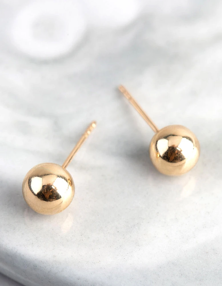 9ct Gold 6mm Polished Ball Stud Earrings