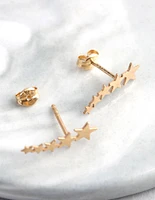 9ct Gold Graduated Star Stud Earrings