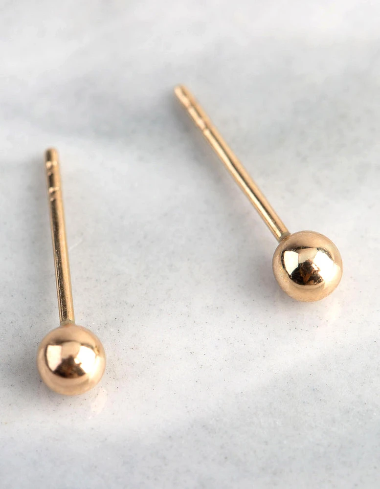 9ct Gold 3mm Polished Ball Stud Earrings