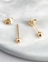 9ct Gold 3mm Polished Ball Stud Earrings