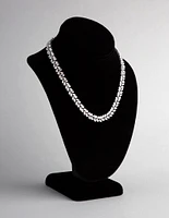 Silver Cubic Zirconia Statement Navette Stone Necklace