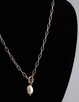 Gold Plated Sterling Silver Freshwater Pearl T&O Necklace