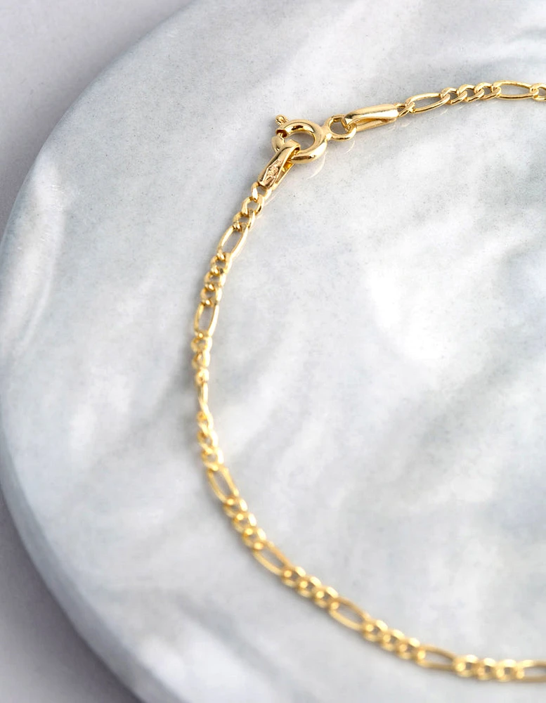 9ct Gold Figaro Chain Bracelet