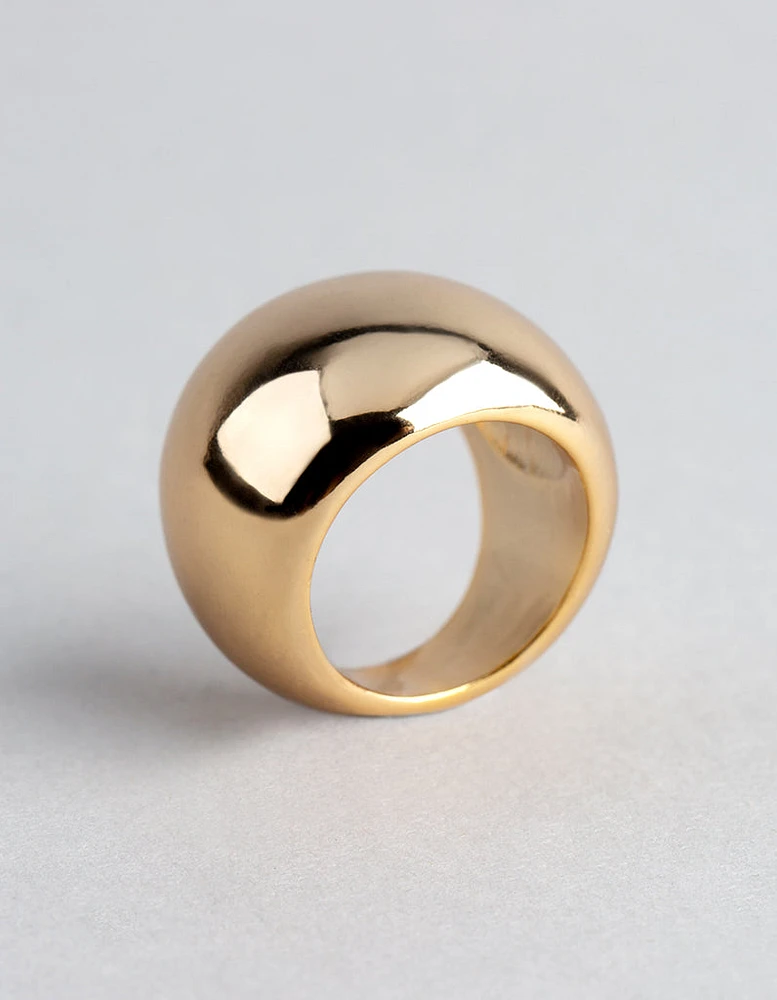 18ct Gold Plated Brass Statement Round Ring