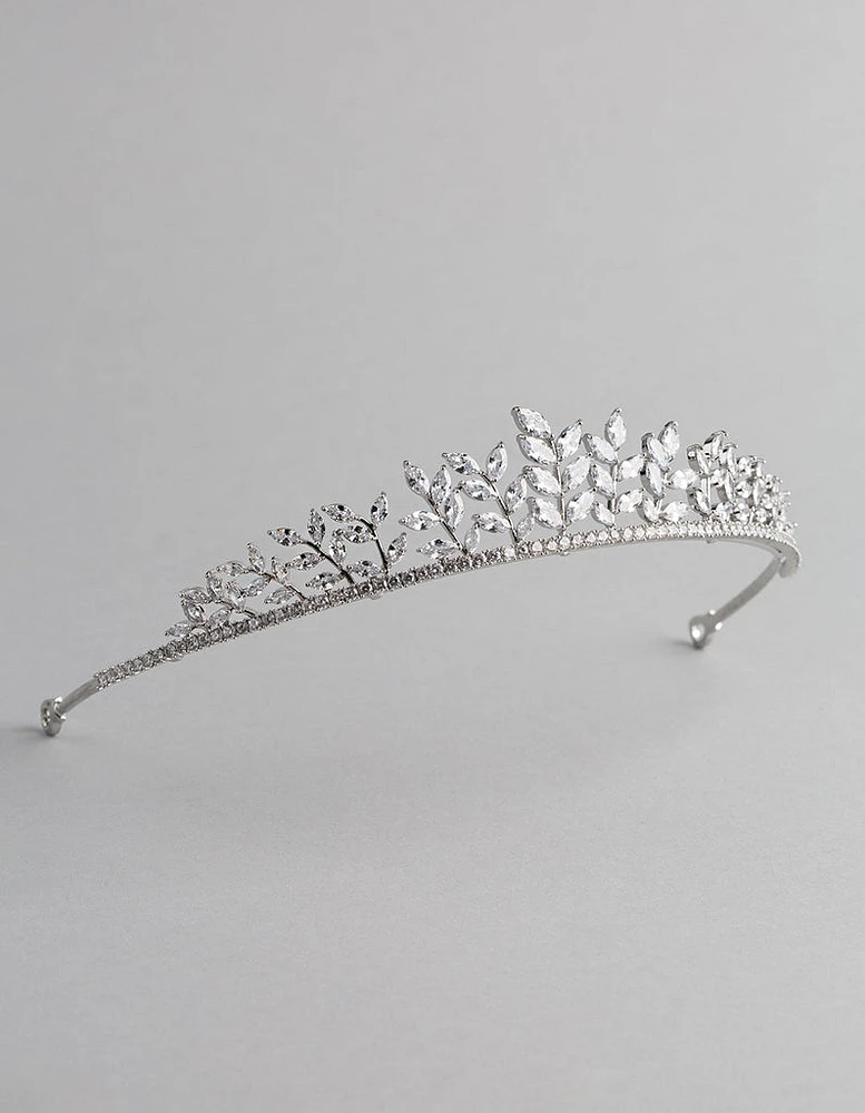 Silver Cubic Zirconia Navette Stone Tiara