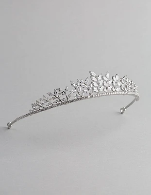 Silver Cubic Zirconia Navette Stone Tiara