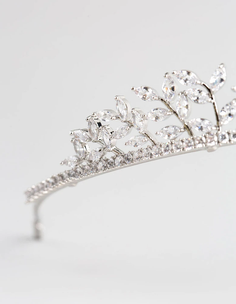 Silver Cubic Zirconia Navette Stone Tiara