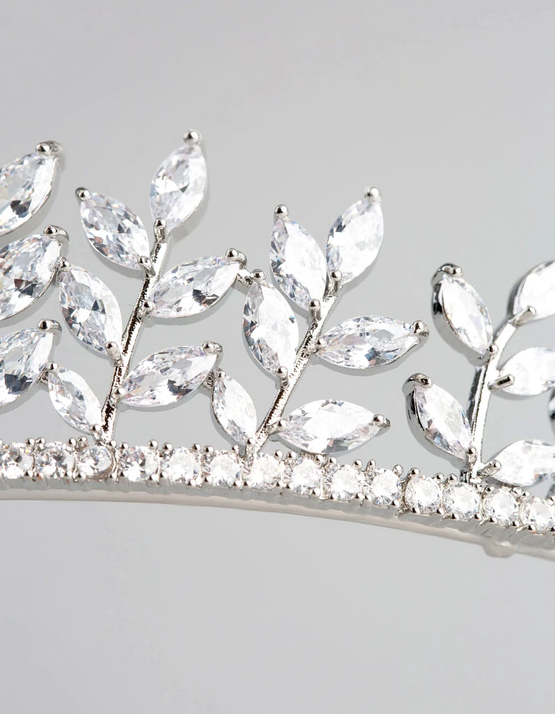 Silver Cubic Zirconia Navette Stone Tiara