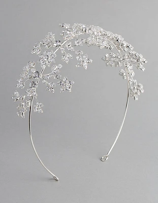 Silver Cubic Zirconia Flower Hair Drape