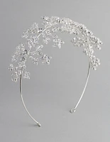 Silver Cubic Zirconia Flower Hair Drape