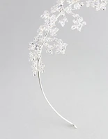 Silver Cubic Zirconia Flower Hair Drape