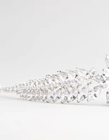 Rhodium Cubic Zirconia Fern Hair Garland